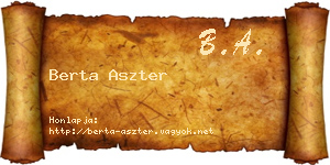 Berta Aszter névjegykártya